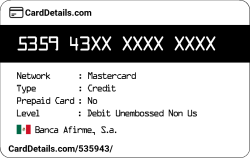 Card Details: 535943
