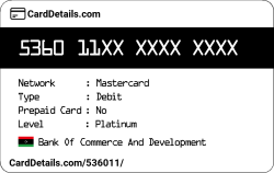 Card Details: 536011