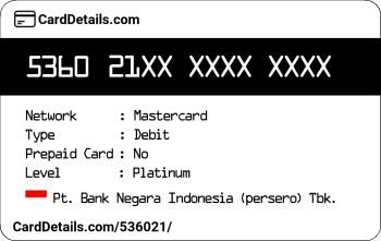 Card Details: 536021