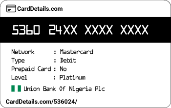 Card Details: 536024
