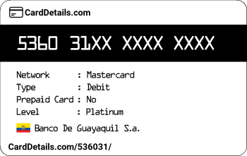 Card Details: 536031
