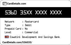 Card Details: 536035