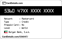 Card Details: 536047