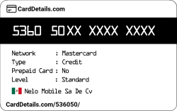 Card Details: 536050