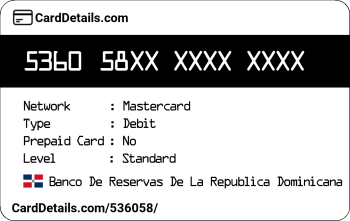 Card Details: 536058