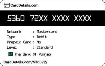 Card Details: 536072