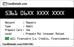 Card Details: 536106