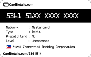 Card Details: 536151