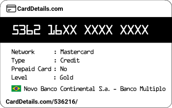 Card Details: 536216