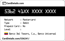 Card Details: 536241