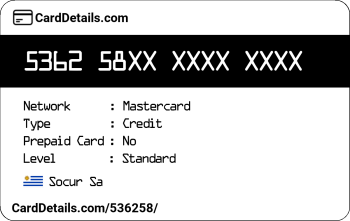 Card Details: 536258