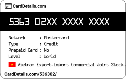 Card Details: 536302