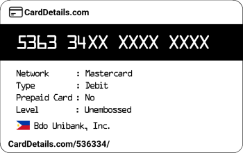 Card Details: 536334