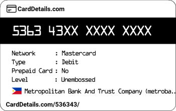 Card Details: 536343