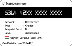 Card Details: 536442