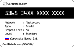 Card Details: 536504