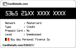 Card Details: 536521