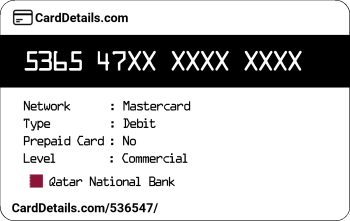 Card Details: 536547