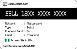 Card Details: 536613