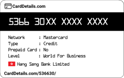 Card Details: 536630