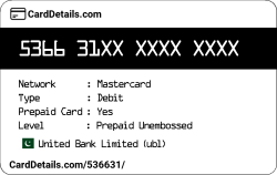 Card Details: 536631