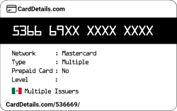 Card Details: 536669
