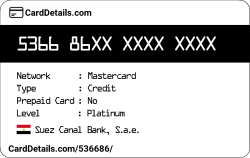 Card Details: 536686