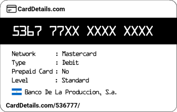 Card Details: 536777