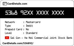 Card Details: 536892