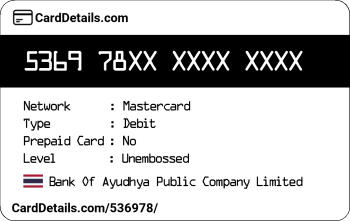 Card Details: 536978