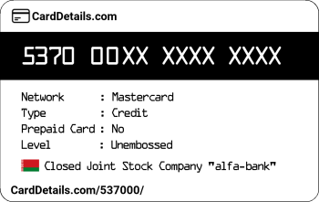 Card Details: 537000