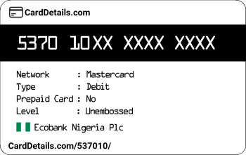 Card Details: 537010