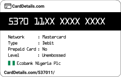 Card Details: 537011