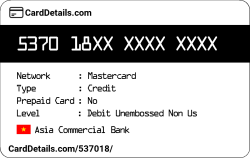 Card Details: 537018