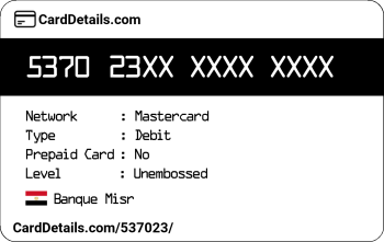 Card Details: 537023