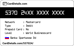 Card Details: 537024