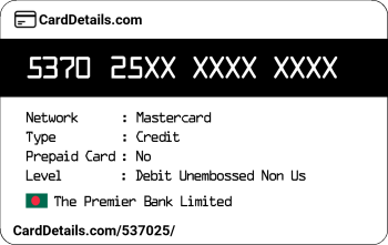 Card Details: 537025