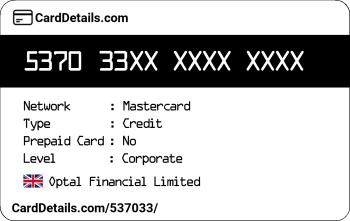 Card Details: 537033