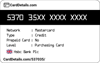Card Details: 537035