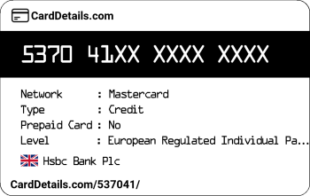 Card Details: 537041