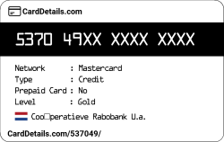 Card Details: 537049