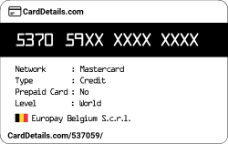 Card Details: 537059