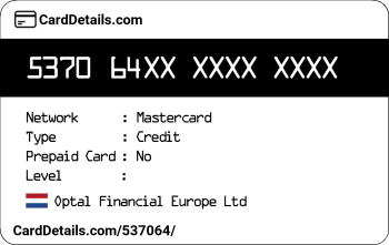 Card Details: 537064