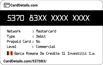 Card Details: 537083