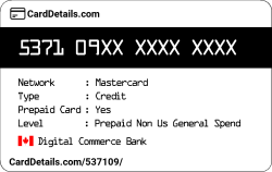 Card Details: 537109