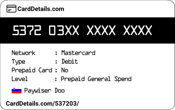 Card Details: 537203