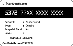 Card Details: 537277