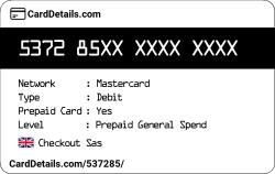Card Details: 537285