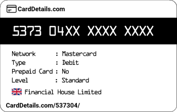 Card Details: 537304