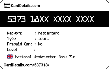 Card Details: 537318